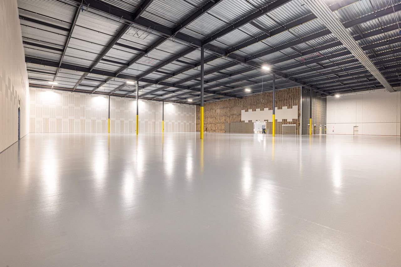 Large decorative concrete floor installation